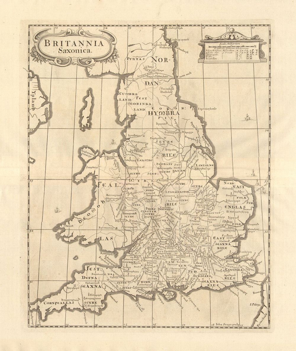 Saxon Britain.'BRITANNIA SAXONICA' by ROBERT MORDEN.Camden's Britannia 1772 map