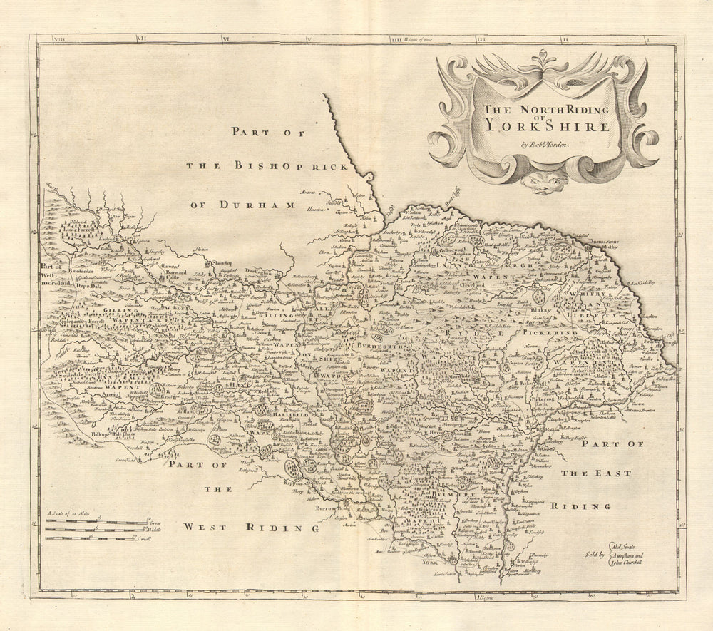 NORTH RIDING OF YORKSHIRE. by ROBERT MORDEN from Camden's Britannia 1772 map