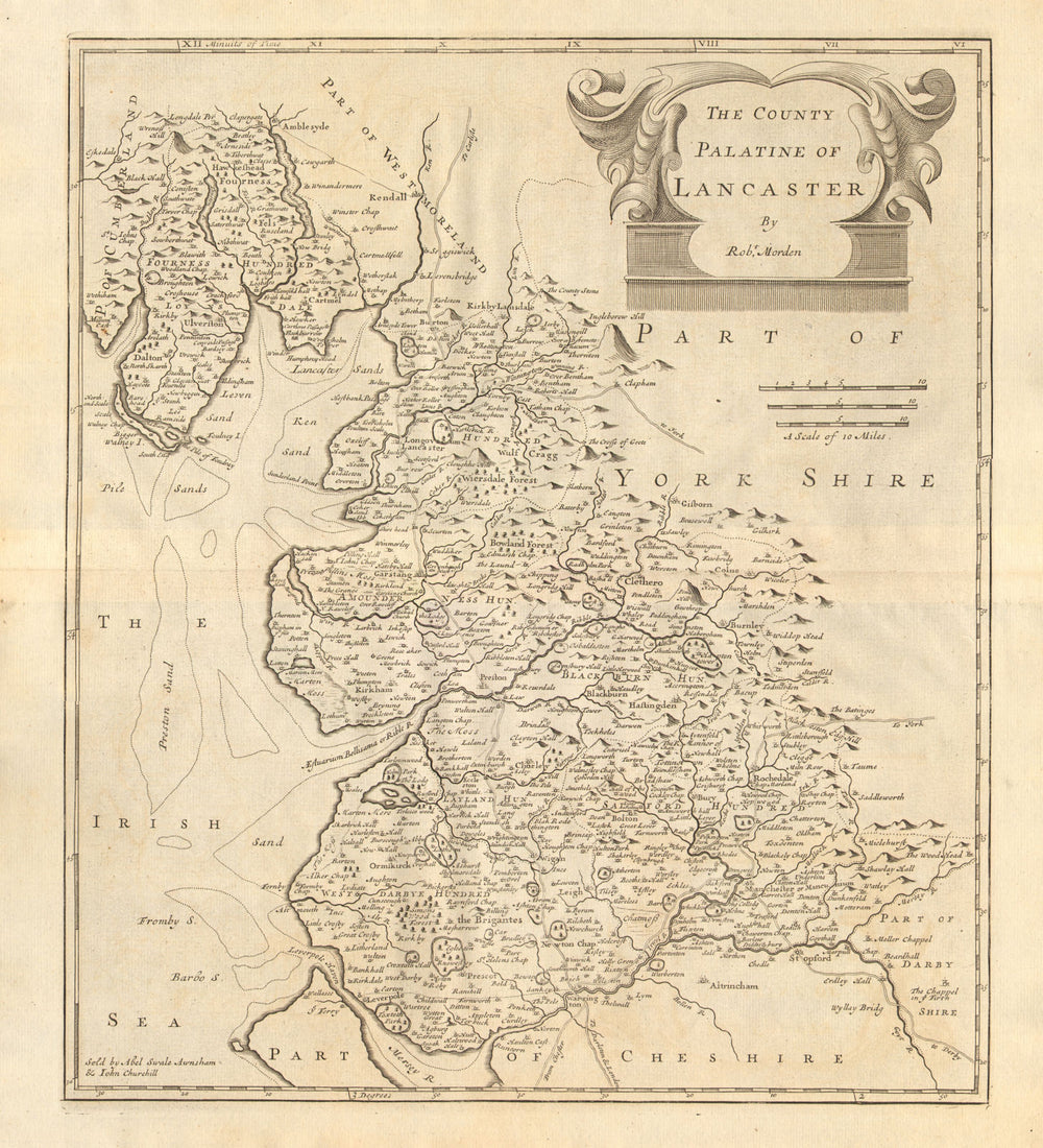 Lancashire. 'THE COUNTY PALATINE OF LANCASTER' by ROBERT MORDEN 1772 old map