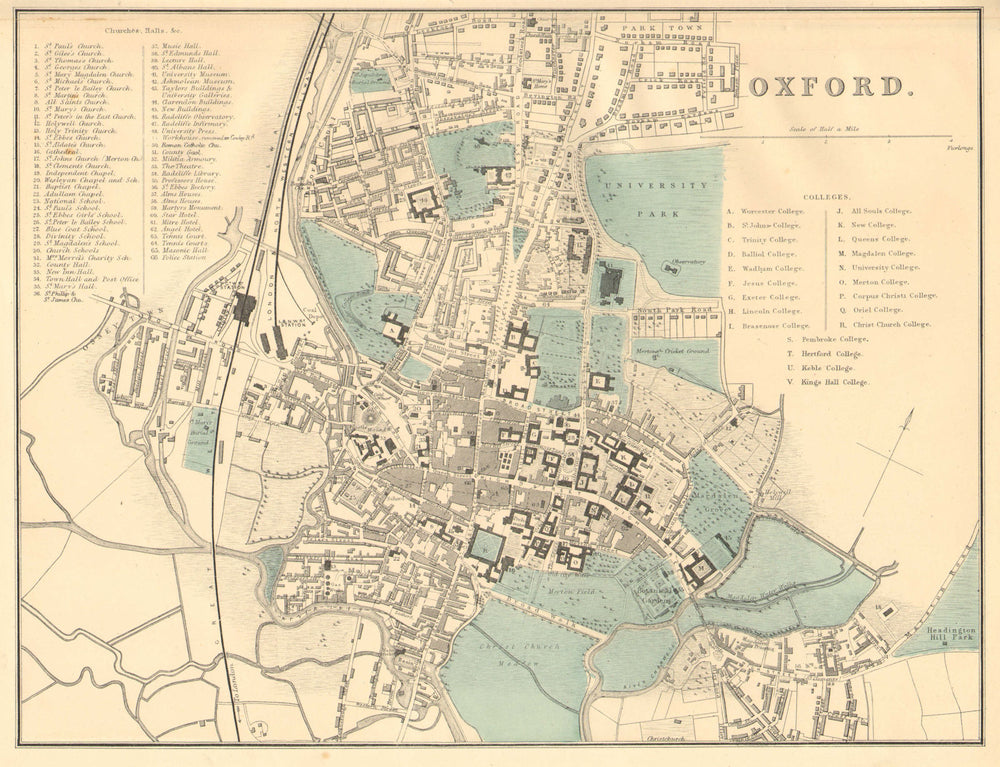 OXFORD. Antique town plan by GW BACON. Colleges schools churches 1884 old map