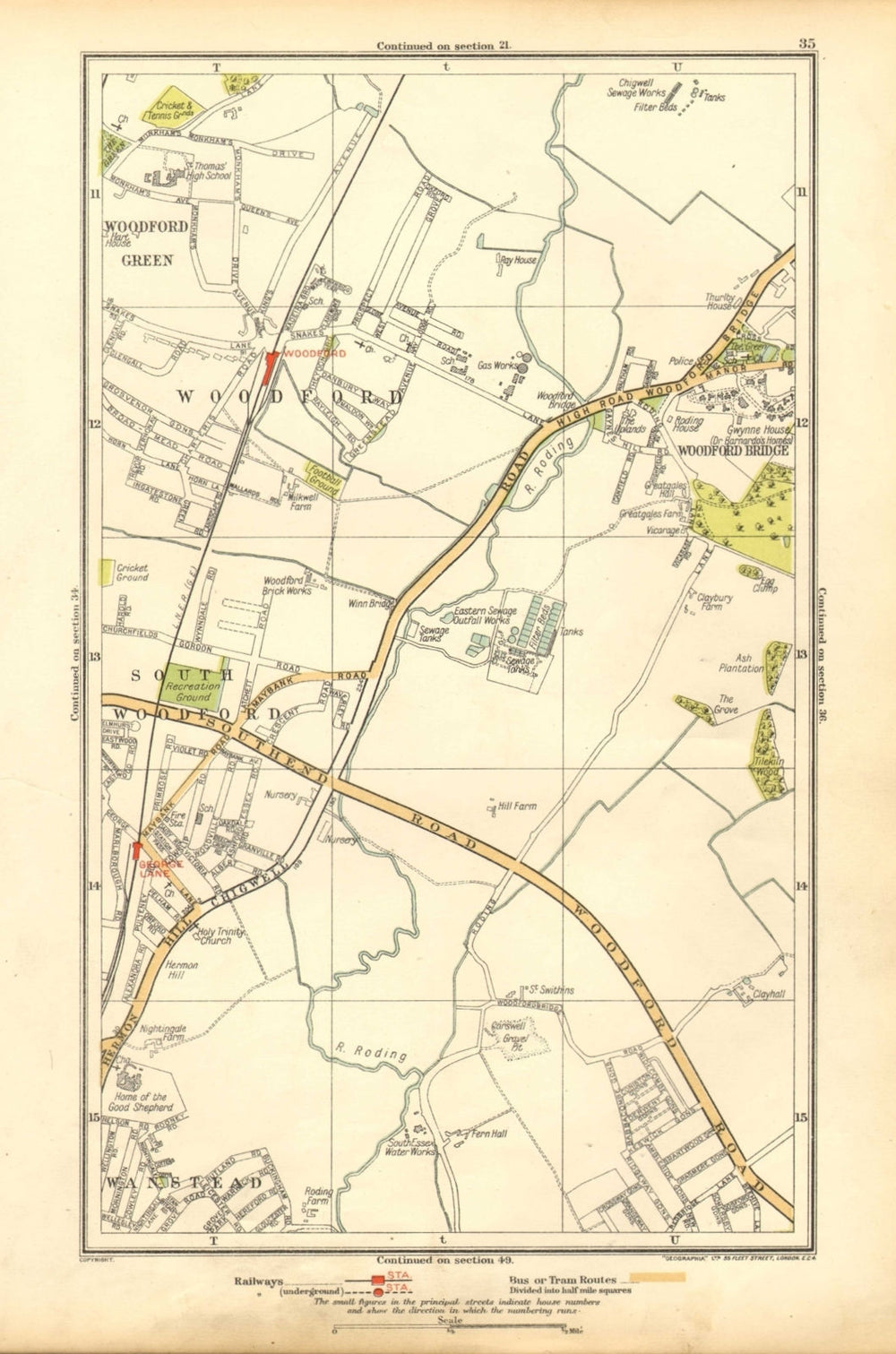 LONDON. South Woodford, Woodfood Bridge, Wanstead, Redbridge, Ilford 1928 map