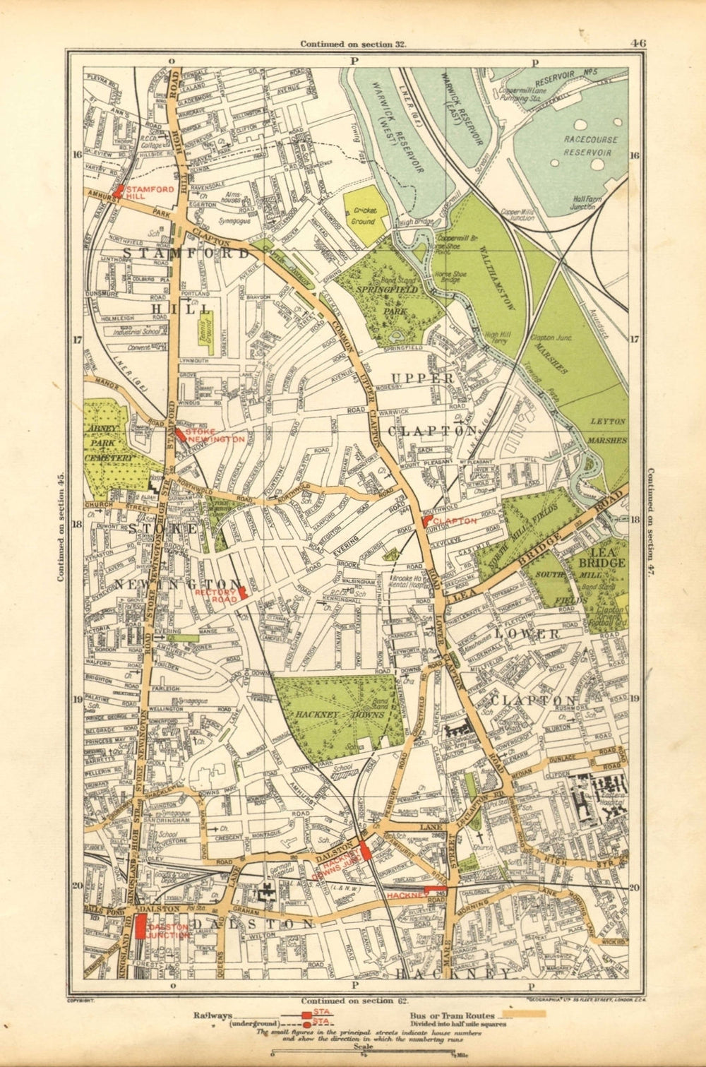 STOKE NEWINGTON. Dalston, Clapton, Stamford Hill, Upper Clapton 1928 old map