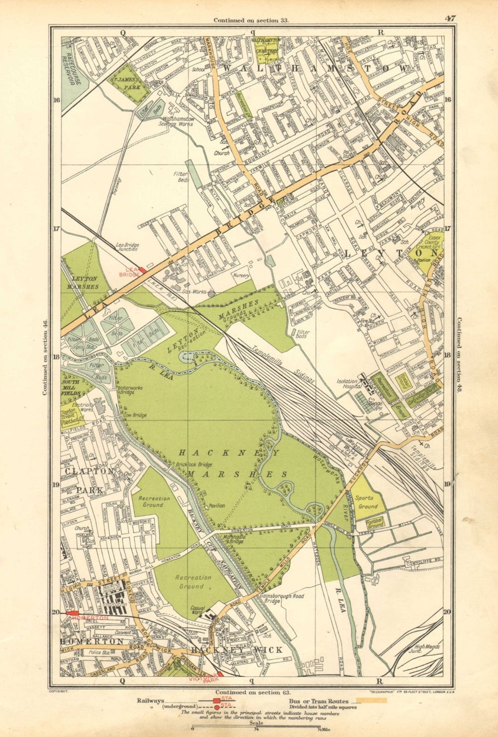 LEYTON. Hackney Marsh/Wick, Homerton, Walthamstow, Clapton Park 1928 old map