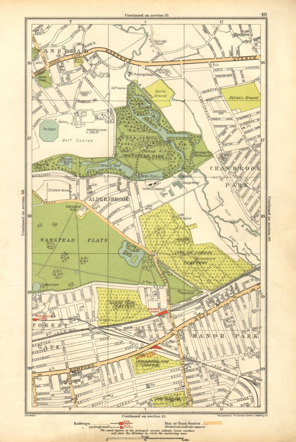 LONDON. Aldersbrook,Manor Park,Stoke Newington,Beehive,Newbury Park 1928 map