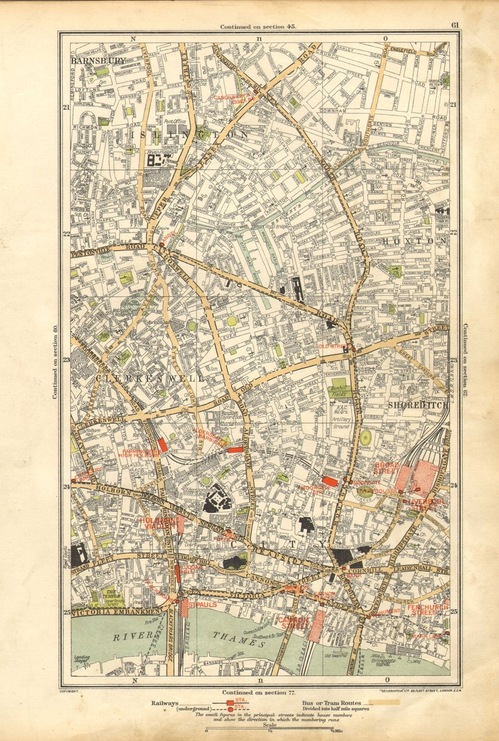 LONDON. Barnsbury, Clerkenwell, Hoxton, Islington, Old Street, Angel 1928 map