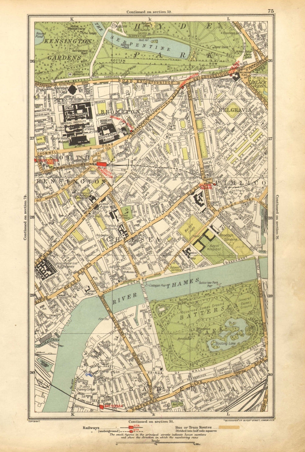 CHELSEA. Battersea,Belgravia,Pimlico,Kensington,Brompton,Battersea 1928 map