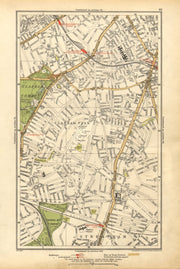LONDON. Brixton, Clapham, Clapham Park, Stockwell, Wandsworth Road 1928 map
