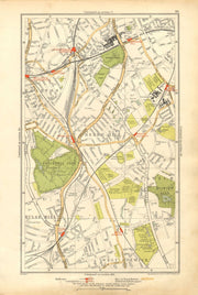 LONDON. Dulwich,Herne Hill,Tulse Hill,Brixton,Stockwell,Denmark Hill 1928 map