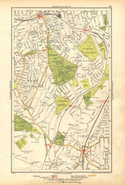 LONDON. East Dulwich, Forest Hill, Nunhead, Peckham Rye, Honor Oak 1928 map