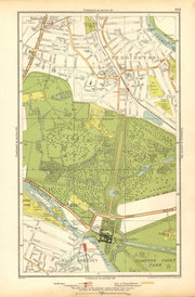 SURREY. East Molesey, Teddington, Fulwell, Hampton Court, Bushy Park 1928 map