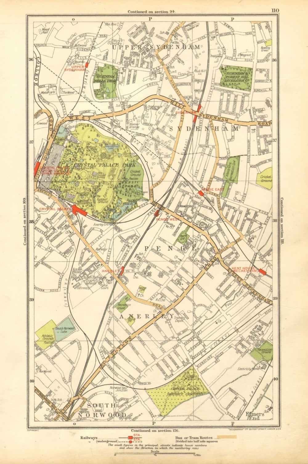 SYDENHAM. Anerley, Elmers End, Penge, Crystal Palace, Upper Norwood 1928 map