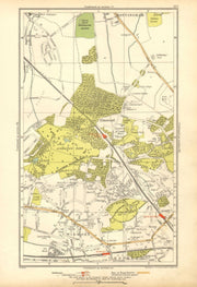 LONDON.Bickley,Elmstead,Widmore,Mottingham,Chislehurst,Chalkpit Wood 1928 map