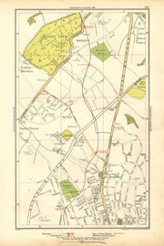 SUTTON. Benhilton, North/Lower Morden Park, Cheam, St Helier; Surrey 1928 map