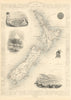 NEW ZEALAND. Shows NZ Company settlements in 1851. TALLIS/RAPKIN 1851 old map