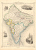 BRITISH INDIA. shows 'Proposed Railways'. Military bases.TALLIS/RAPKIN 1851 map