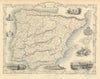 SPAIN & PORTUGAL. Madrid Lisbon Gibraltar views. Iberia TALLIS/RAPKIN 1851 map