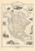 NORTH AMERICA. 31 US states. Texas with Republic border. TALLIS/RAPKIN 1851 map