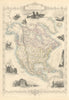 NORTH AMERICA. 31 US states. Texas with Republic border. TALLIS/RAPKIN 1851 map