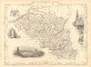 BELGIUM. with Luxembourg. Antwerp & Waterloo vignettes. TALLIS/RAPKIN 1851 map