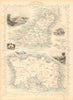 CHANNEL ISLANDS. St Peter Port view. Jersey & Guernsey. TALLIS/RAPKIN 1851 map