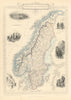 SWEDEN & NORWAY. Scandinavia.Norwegian army ski regiment.TALLIS/RAPKIN 1851 map