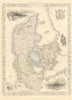 DENMARK. including Schleswig-Holstein/Slesvig-Holsten. TALLIS/RAPKIN 1851 map