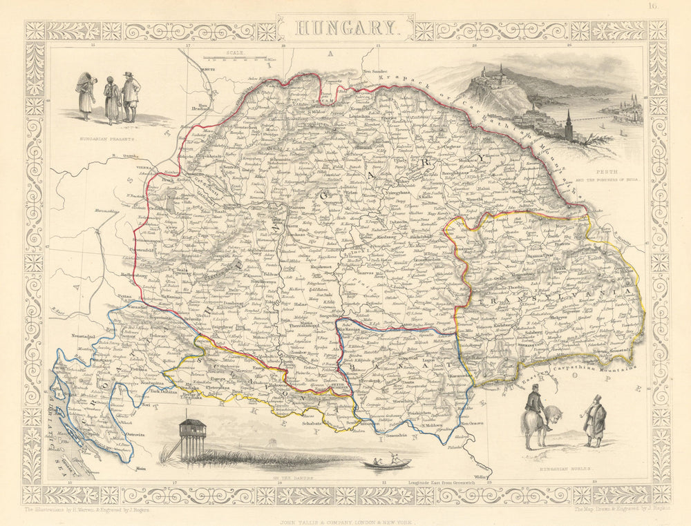 HUNGARY. Buda/Pesth view. Banat Sclavonia Transylvania. TALLIS/RAPKIN 1851 map