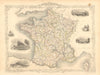 FRANCE. Provinces. Without Comté de Nice & Savoy/Savoie. TALLIS/RAPKIN 1851 map