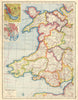 WALES. Inset Merseyside & Cardiff plans. HARMSWORTH 1920 old antique map chart