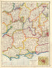 ENGLAND SOUTH & MIDLANDS. Inset Birmingham. HARMSWORTH 1920 old antique map