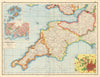 SOUTH WEST ENGLAND. Devon Cornwall Somerset. Inset Plymouth & Bristol  1920 map