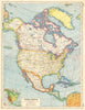 NORTH AMERICA. Canada provinces. US states. Mexico. Inset Vegetation 1920 map