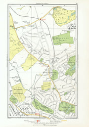 LONDON. Southgate New Southgate Arnos Grove West Enfield 1933 old vintage map