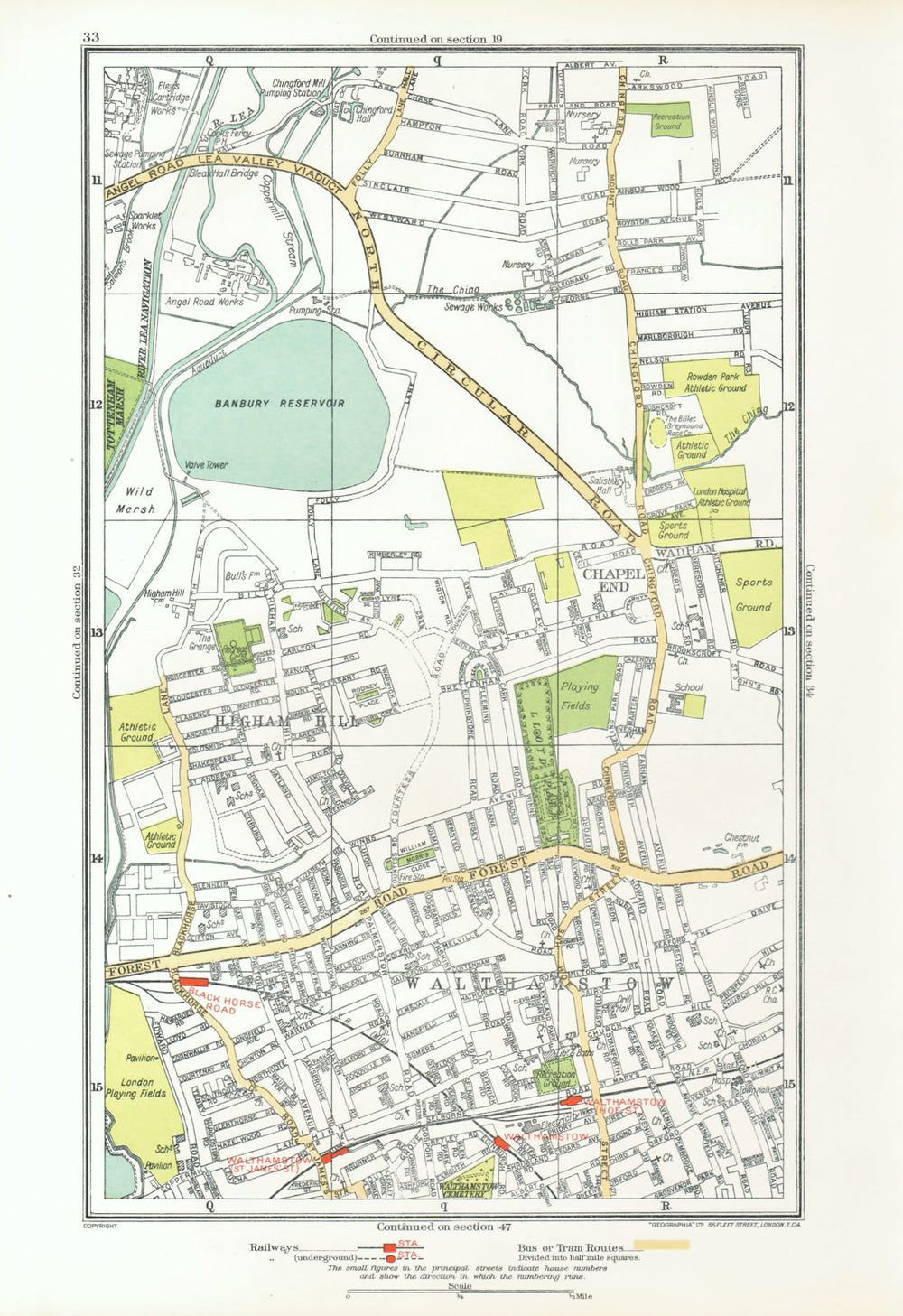 LONDON. Chapel End Higham Hill Walthamstow Black Horse Road 1933 old map