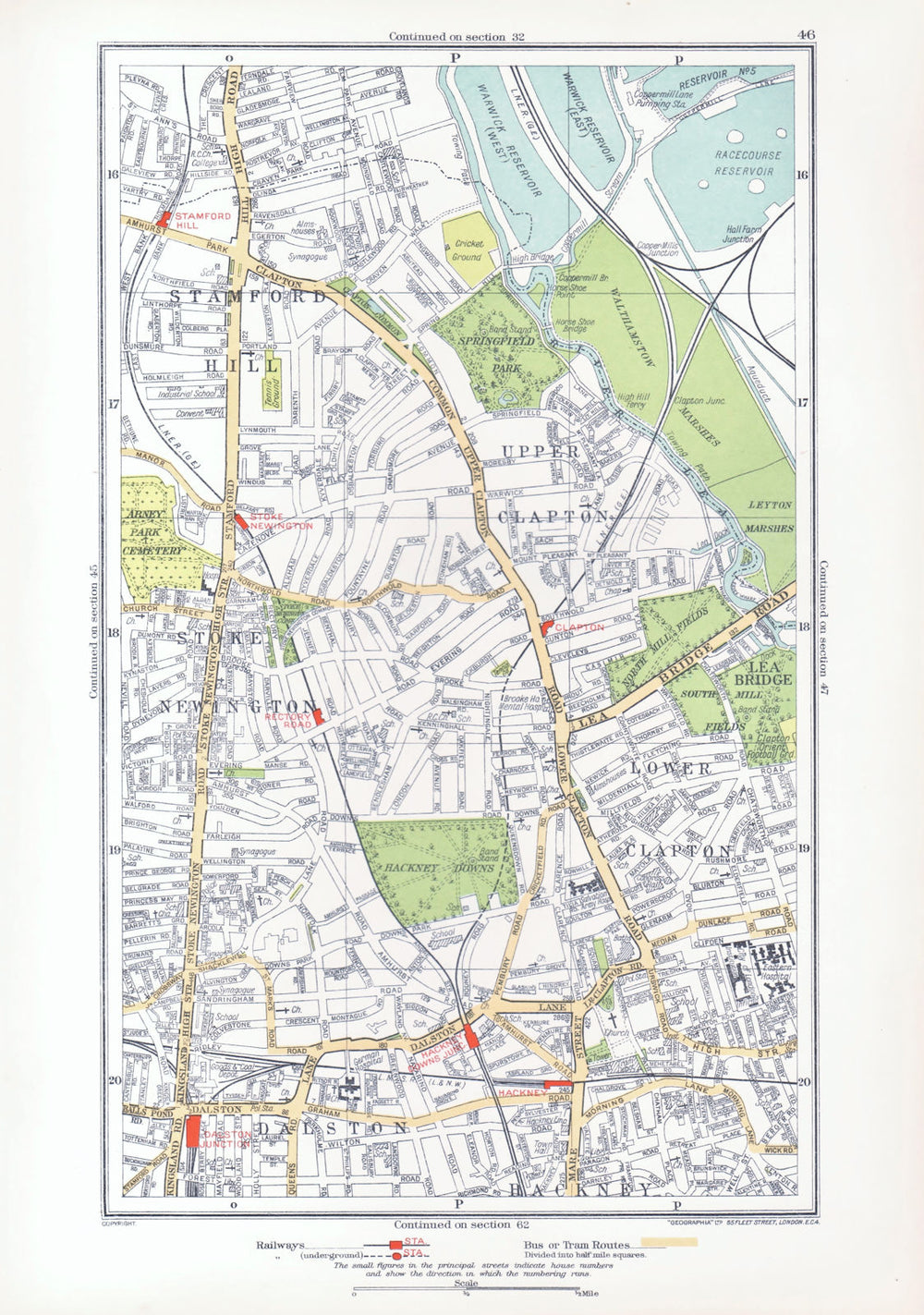 STOKE NEWINGTON. Dalston Clapton Stamford Hill Upper Clapton 1933 old map