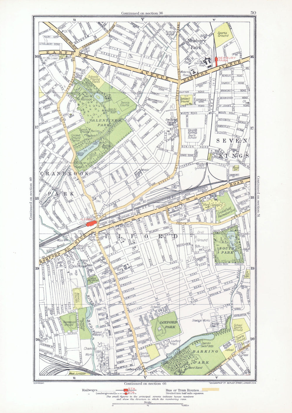 LONDON. Cranbrook Park Ilford Newbury Park Seven Kings Barking Park 1933 map