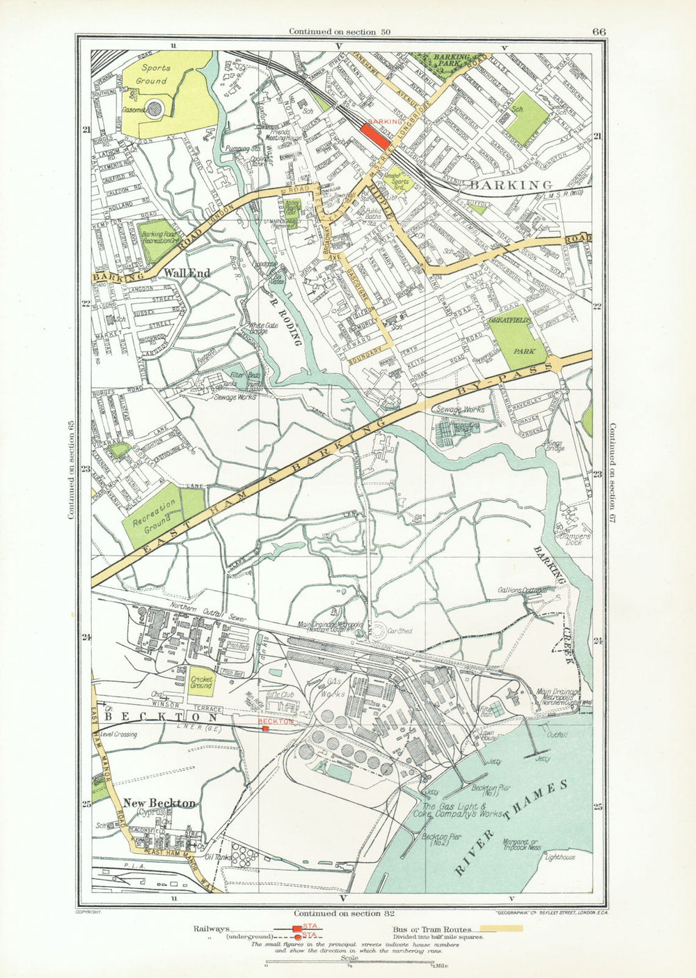 LONDON. Barking Beckton Cyprus New Beckton Wall End 1933 old vintage map chart