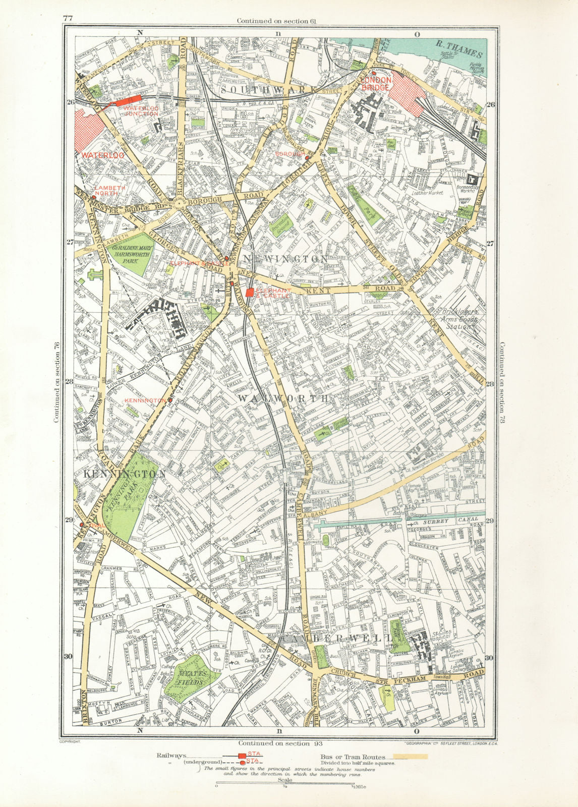 SOUTHWARK. Camberwell Bermondsey Lambeth Kennington Newington 1933 old ...