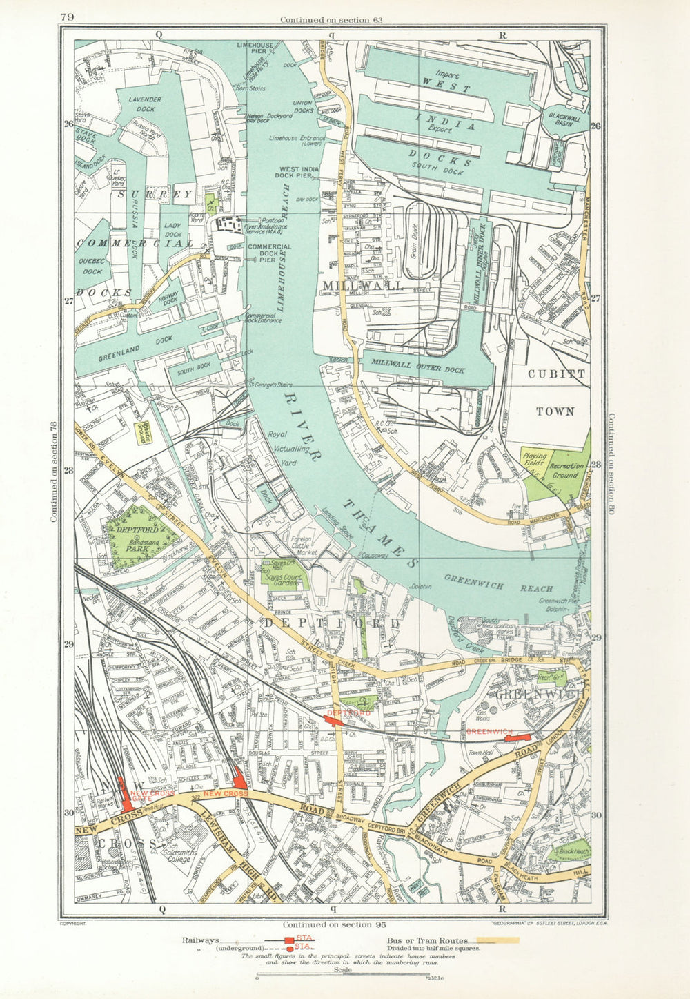 DEPTFORD. Greenwich Millwall New Cross Surrey Docks West India Docks 1933 map