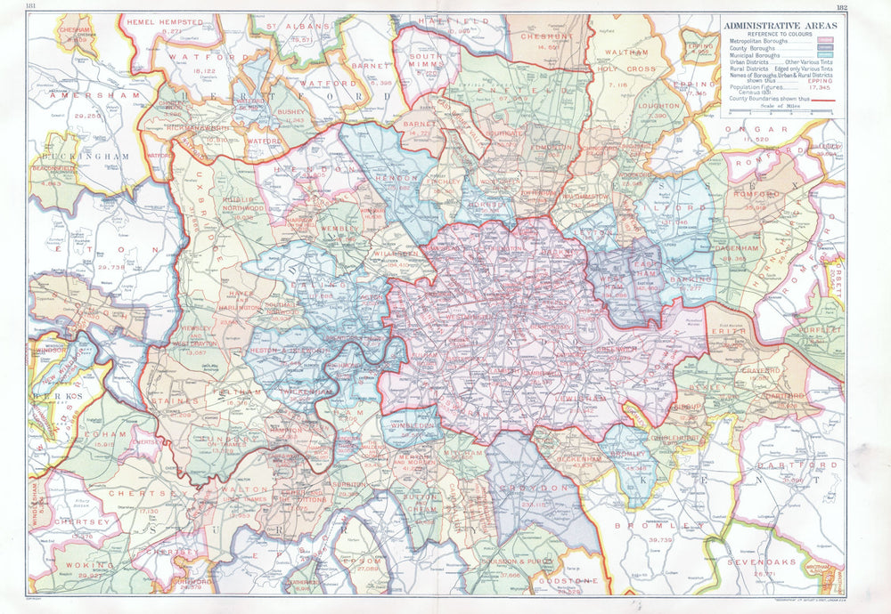 LONDON. Administrative Areas. Municipal Boroughs Local Authorities 1933 map