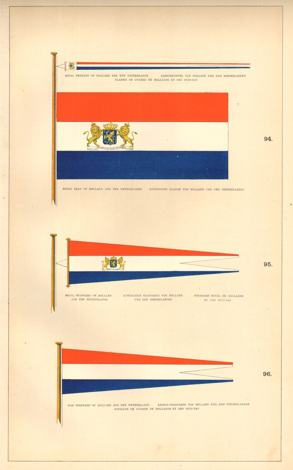 DUTCH ROYAL FLAGS. Pennant Flag War Holland Netherlands Standards ...