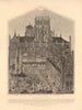 ST PAUL'S CROSS in 1620. Old St Paul's Cathedral, without steeple. London 1834