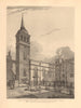 ST PETER UPON CORNHILL. South view of the church. London. WILKINSON 1834 print