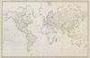 WORLD ON MERCATOR'S PROJECTION. Pre-Mexican-American war. SDUK 1844 old map
