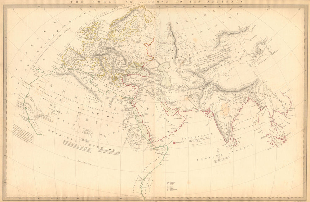 WORLD KNOWN TO ANCIENTS. Herodotus Ptolemy Pliny Hanno. SDUK 1844 old map