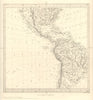 AMERICAS. Gnomonic Projection. Shows Texas as part of Mexico. SDUK 1844 map
