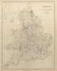 ENGLAND AND WALES. Canals and Railways. SDUK 1844 old antique map plan chart