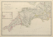 ENGLAND SOUTH WEST. Cornwall Devon Somerset Dorset Scilly Isles. SDUK 1844 map
