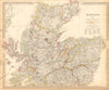 SCOTLAND NORTH. Shows castles & kirks. Inset former county names.SDUK 1844 map