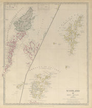 SCOTLAND ISLANDS. Western Isles. Orkneys, Shetlands and Hebrides.SDUK 1844 map